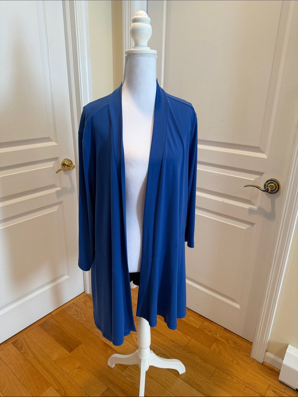 Susan Graver Open-Front Draped Cardigan - Royal Blue - Picture 7 of 13